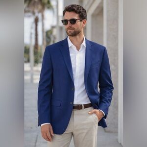 Jack Victor Napoli CT Blazer 48R Blue Super 110s Wool Sport Coat Made in Canada